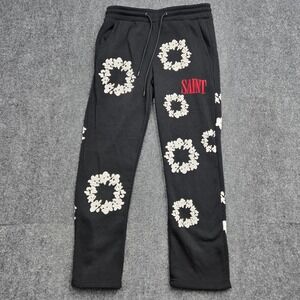 RGSTR Black Floral Wreath Saint Sweatpants Mens Medium Streetwear Joggers